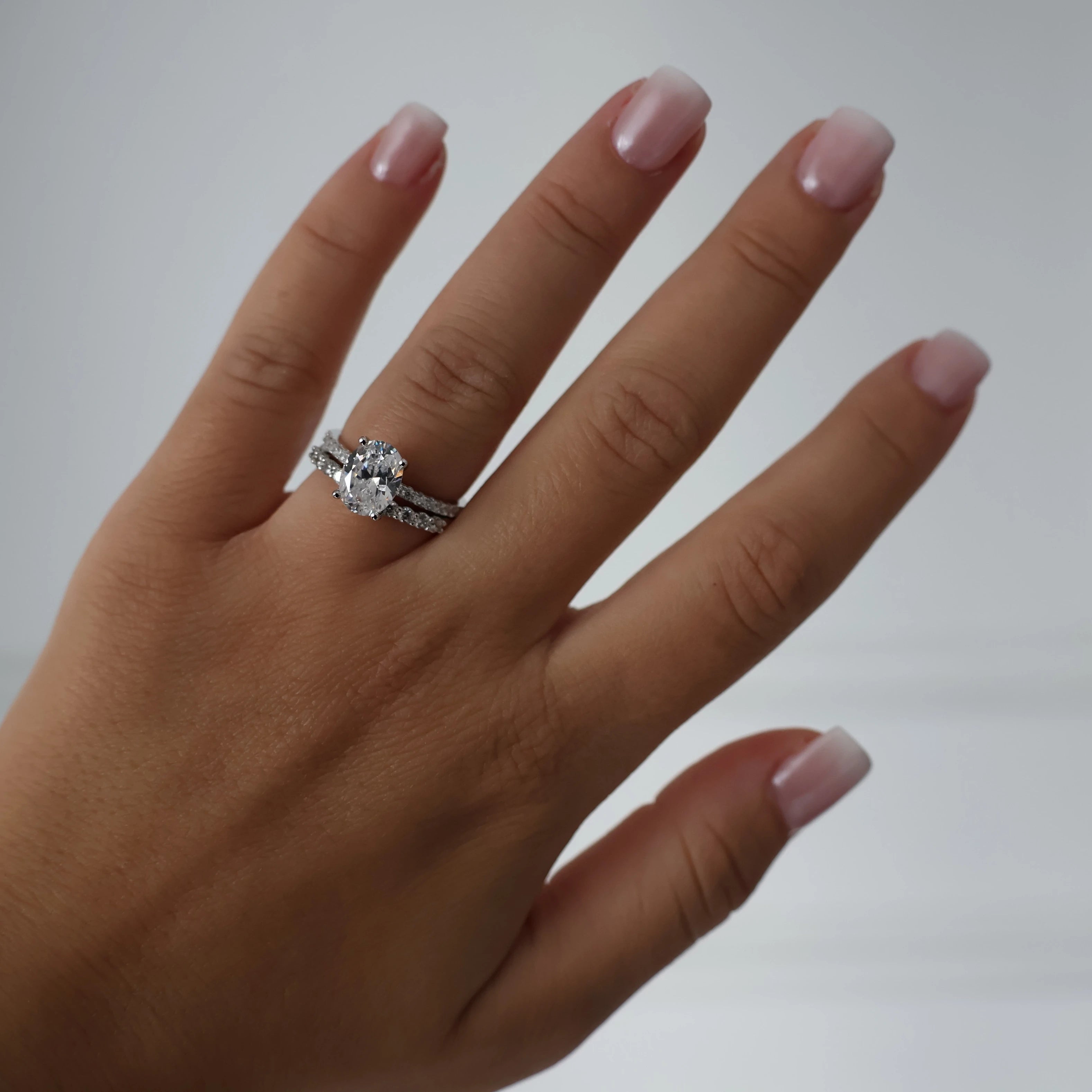 2ct oval pavé ring in silver