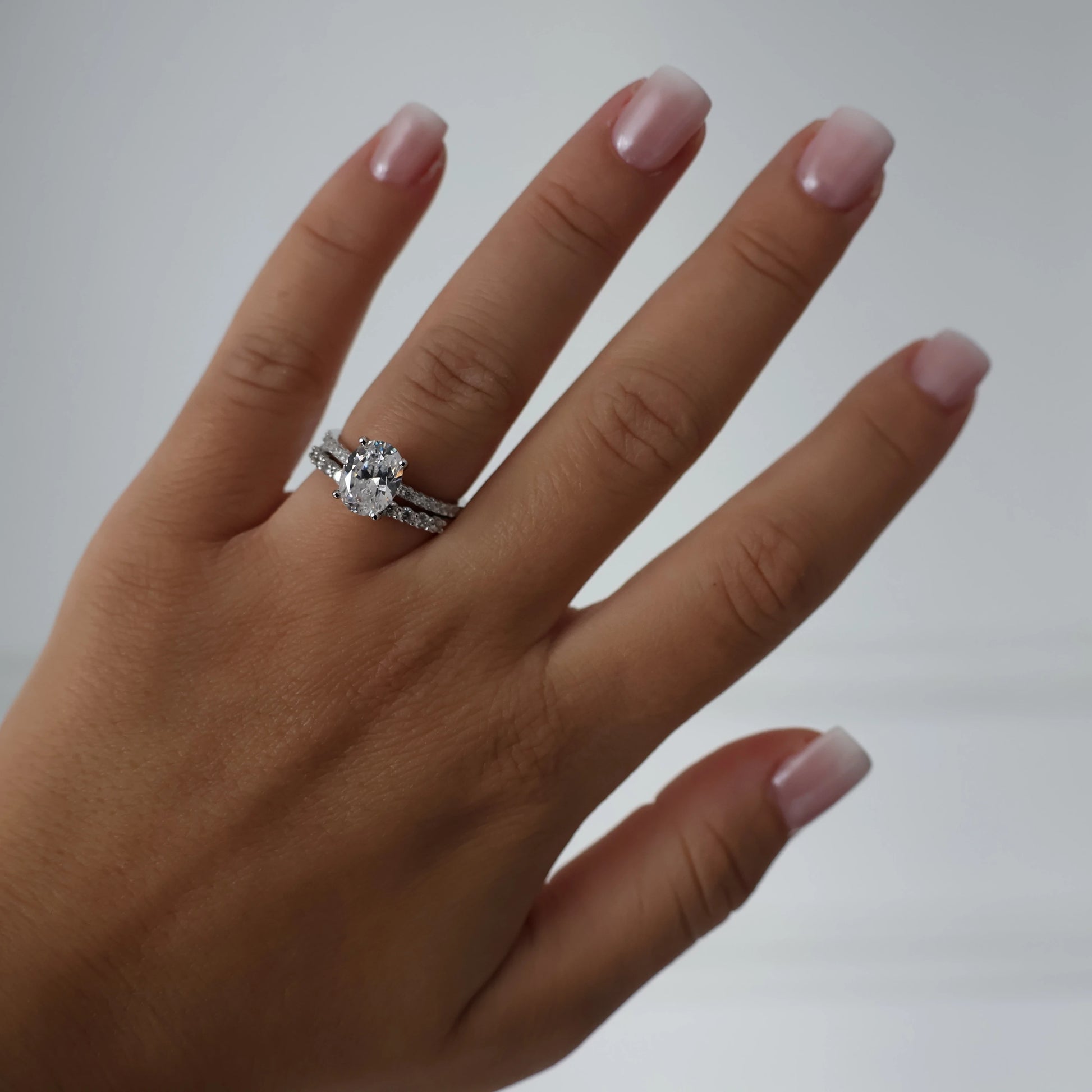 2ct oval pavé ring in silver