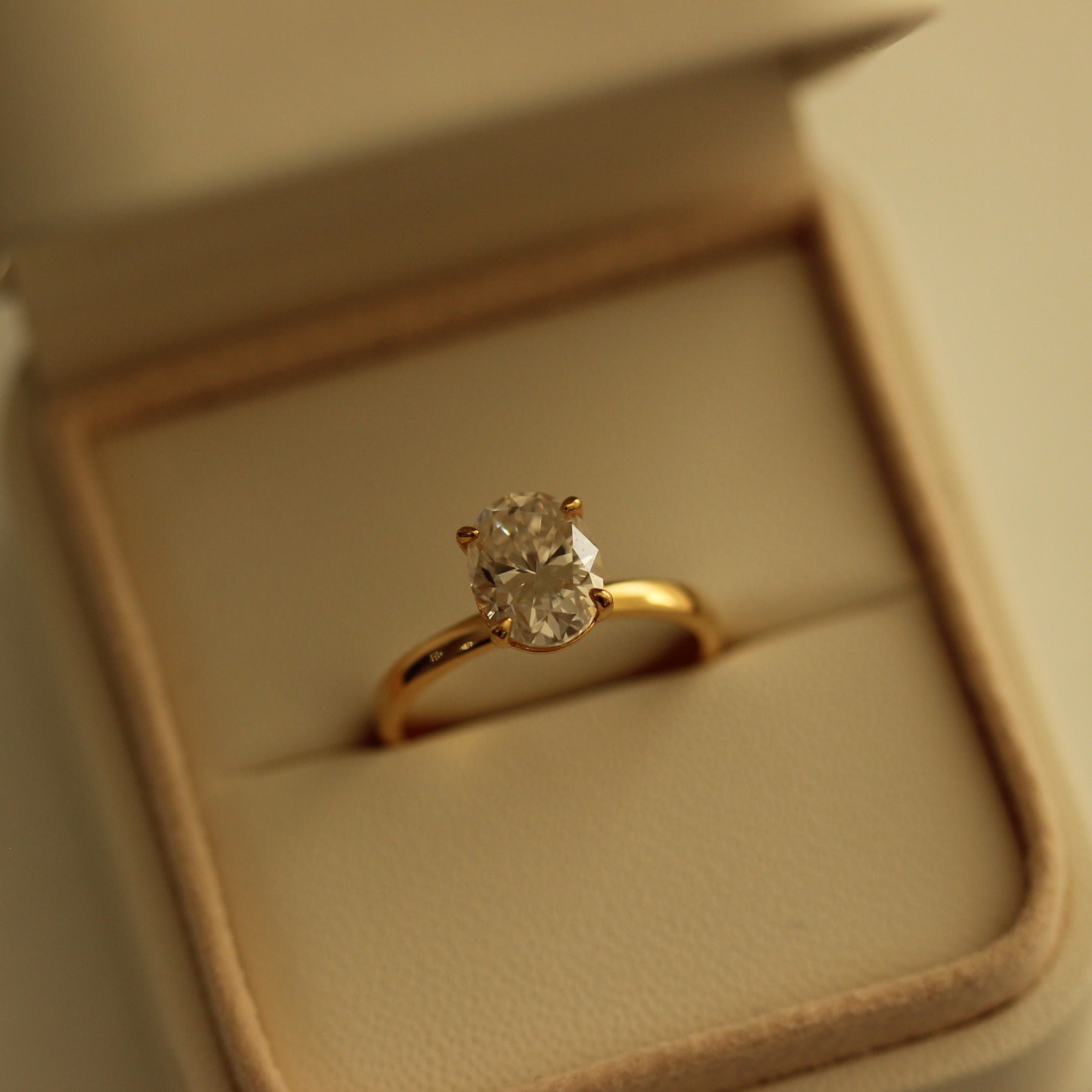 2 carat oval solitaire moissanite ring 14k gold filled in proposal box