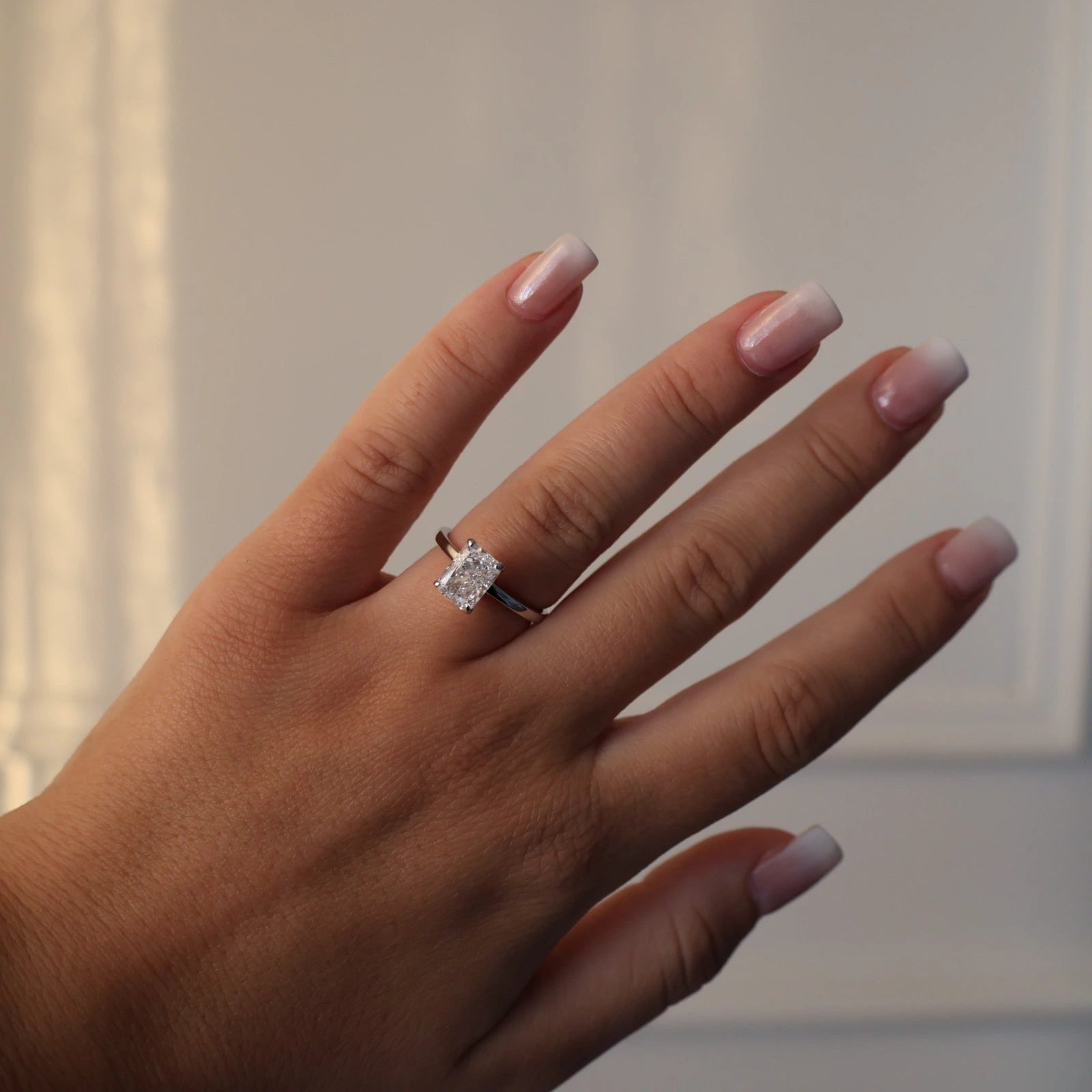 2 carat radiant cut cubic zirconia ring in silver