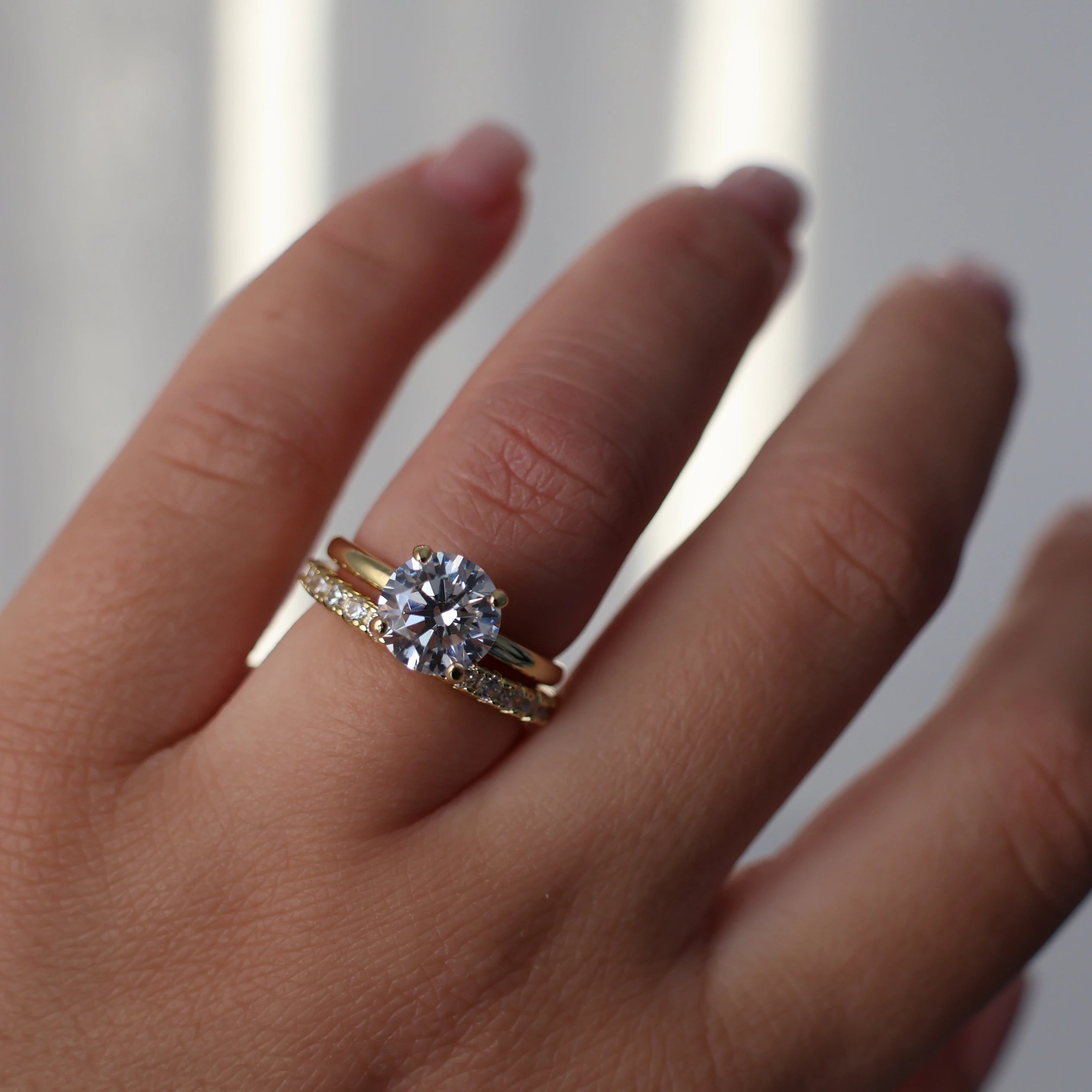2 ct round cubic zirconia solitaire engagement ring in 14k gold plating