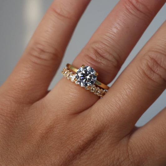 2ct round cut hidden halo ring in 14k gold plating