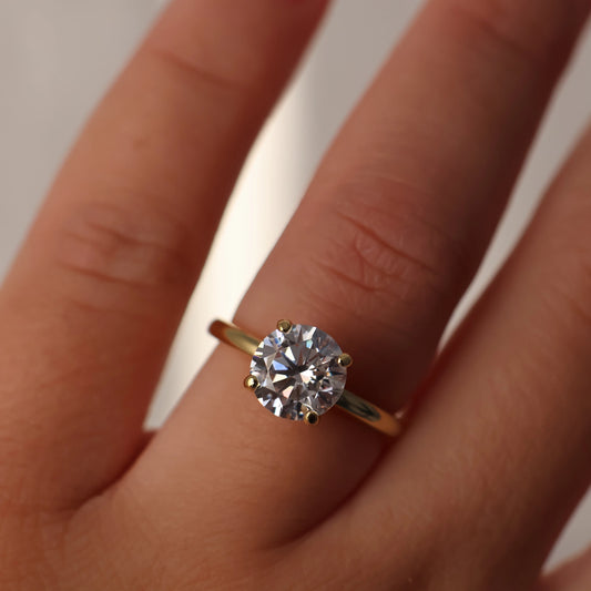 2 ct round gold solitaire engagement ring in 14k gold plating