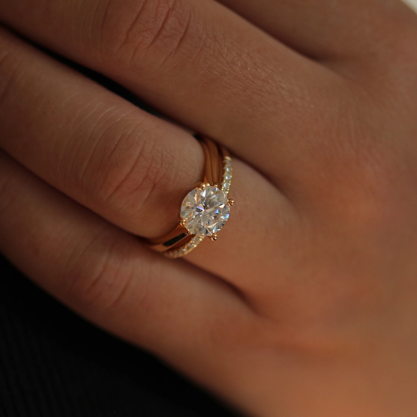 2 carat round moissanite ring in 14k gold filled