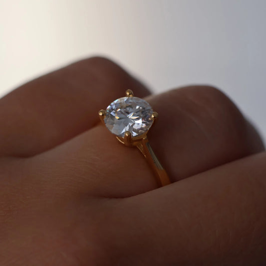 2ct round moissanite solitaire engagement ring in 14K gold filled