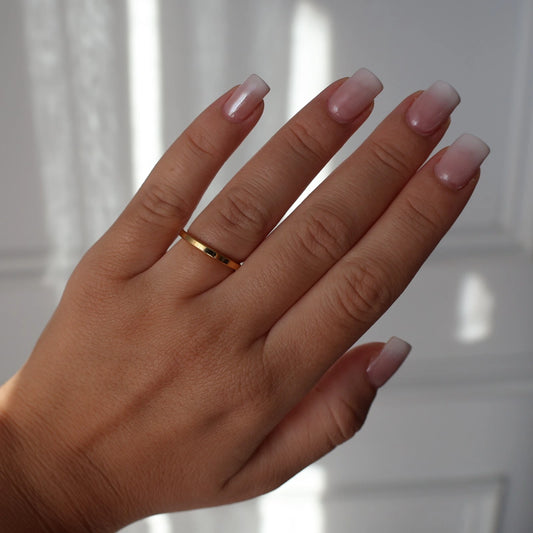 2mm polished gold flat wedding band