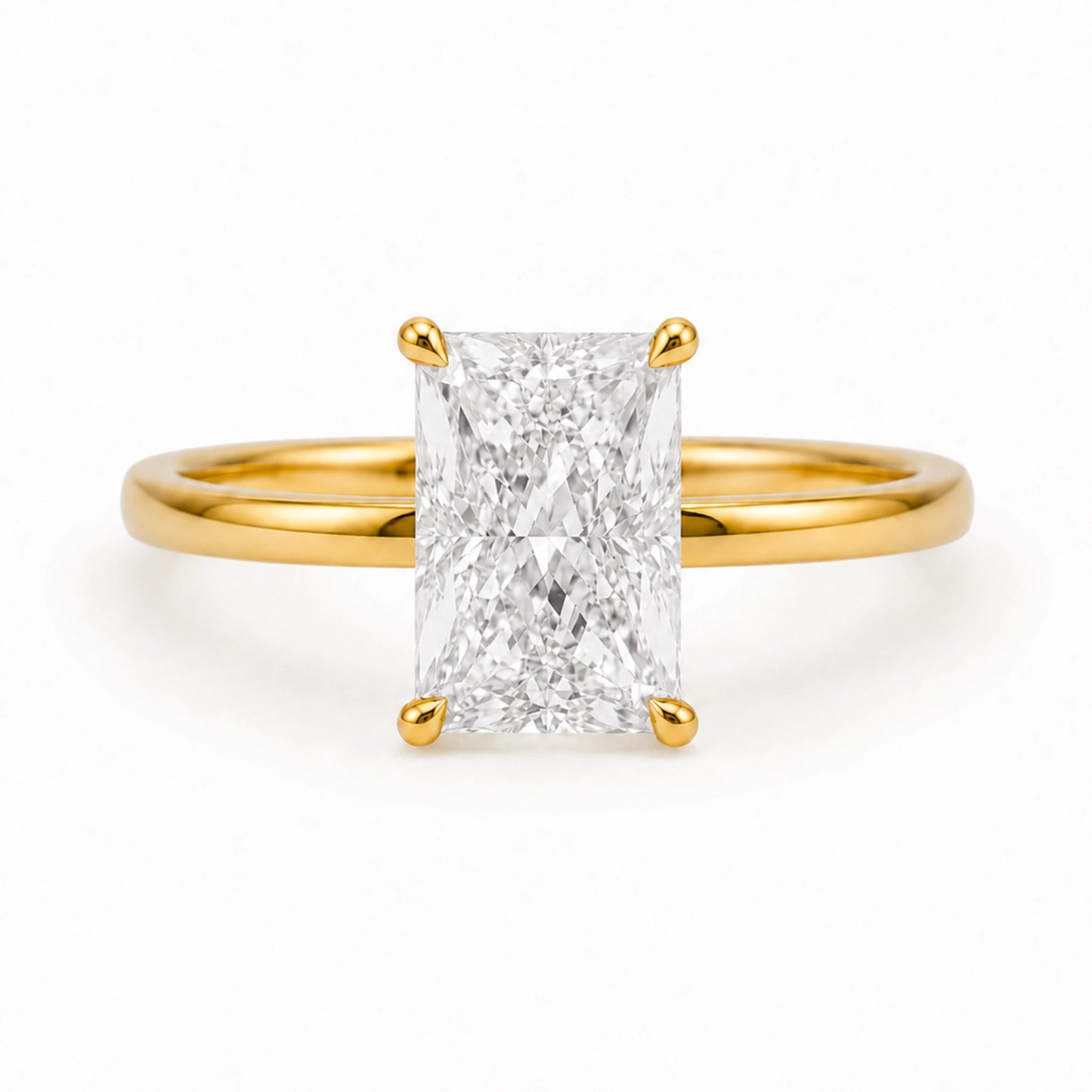3 carat radiant cut ring in 18K gold vermeil