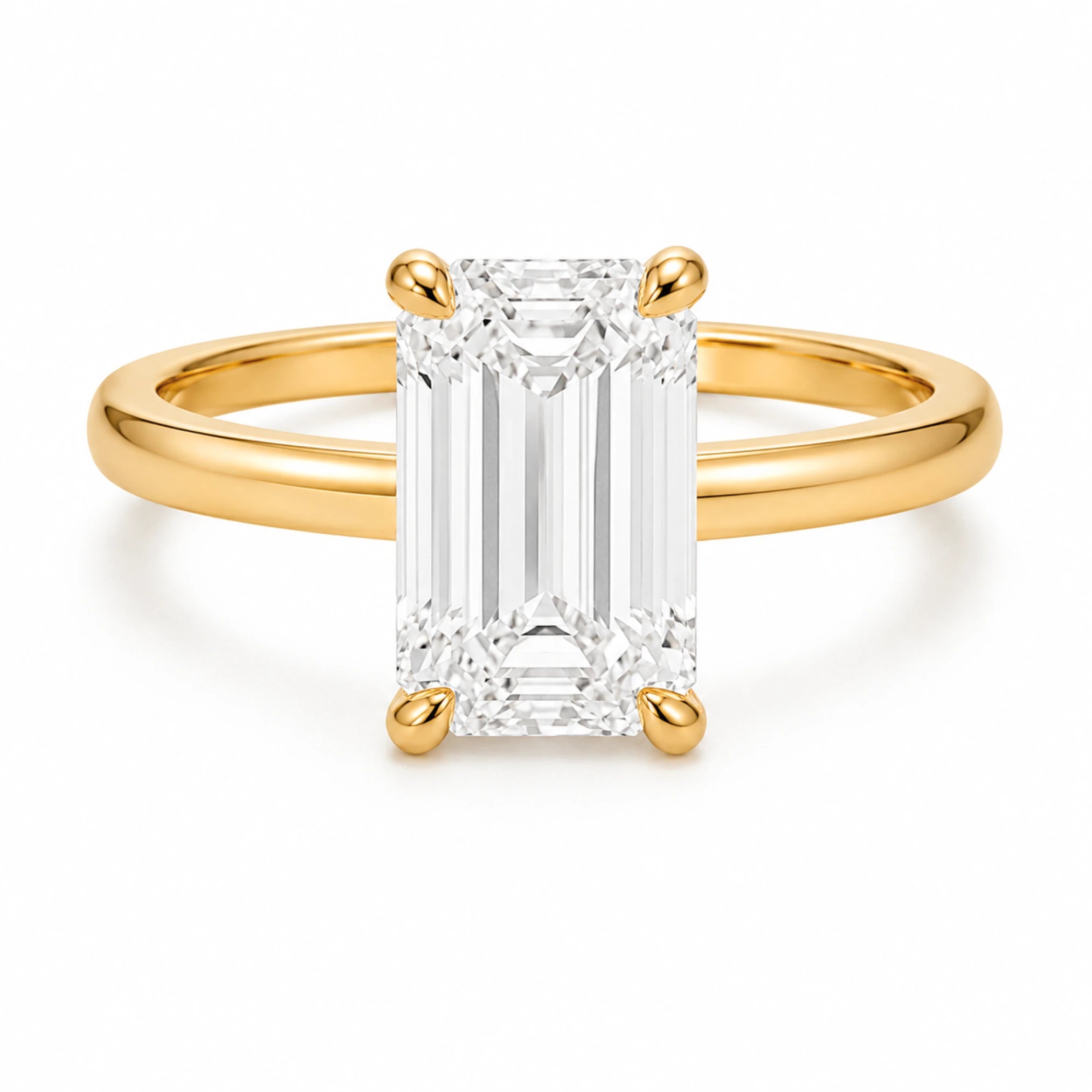 3 carat emerald engagement ring with 18K gold plated band