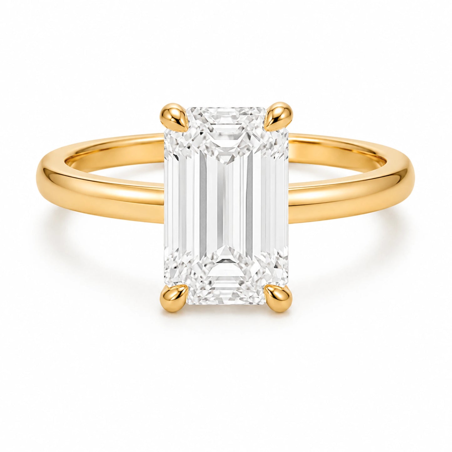 3 carat emerald engagement ring with 18K gold plated band
