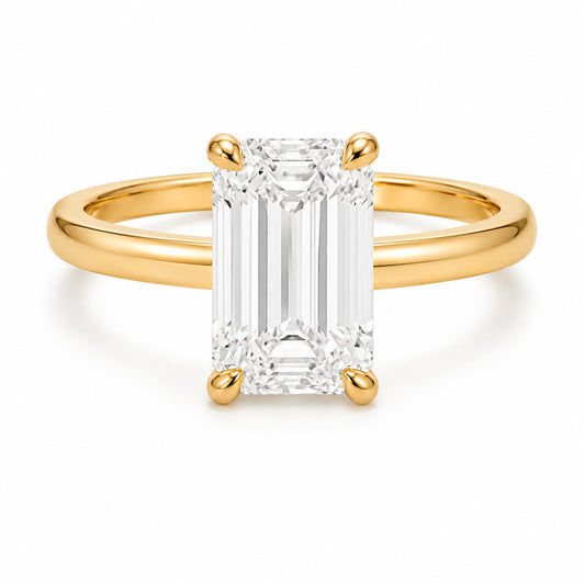 3 carat emerald engagement ring with 18K gold plated band