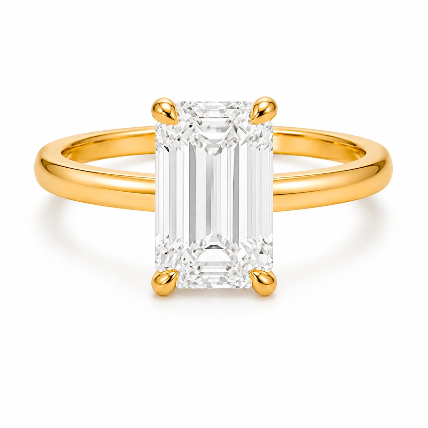 3 carat emerald cut engagement ring in 18K gold vermeil