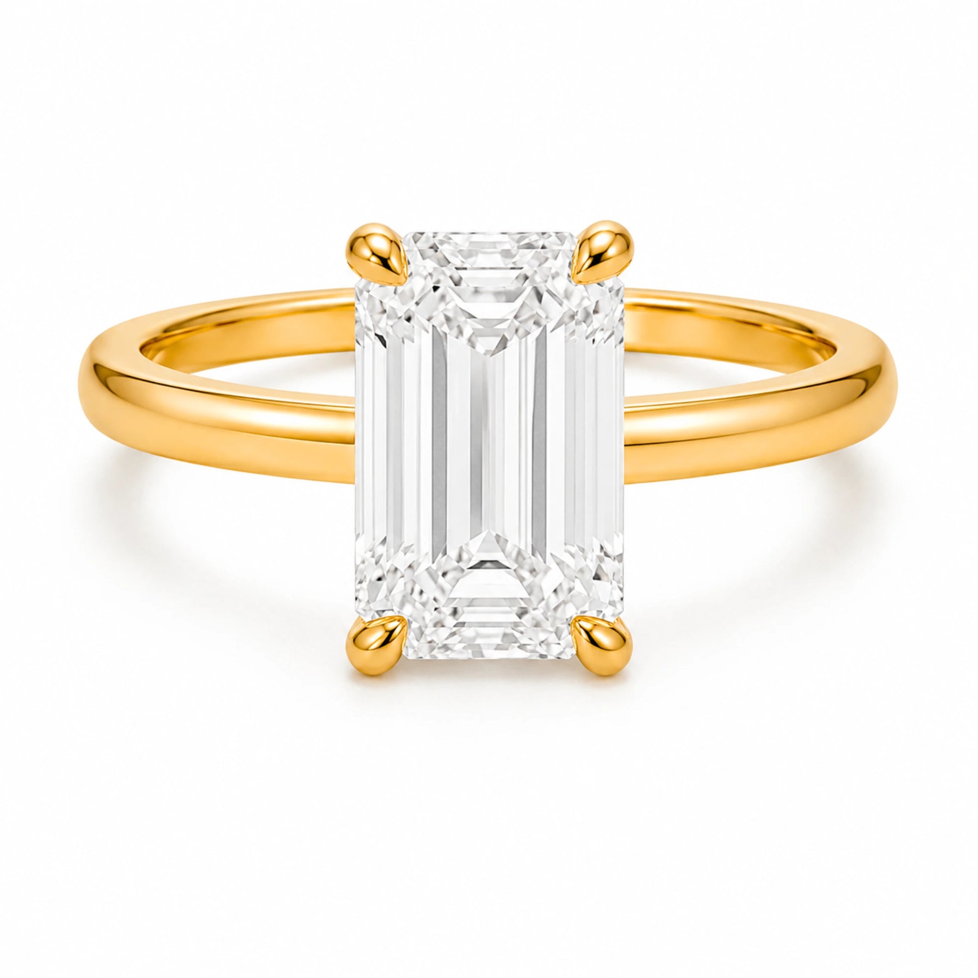 3 carat emerald cut engagement ring in 18K gold vermeil