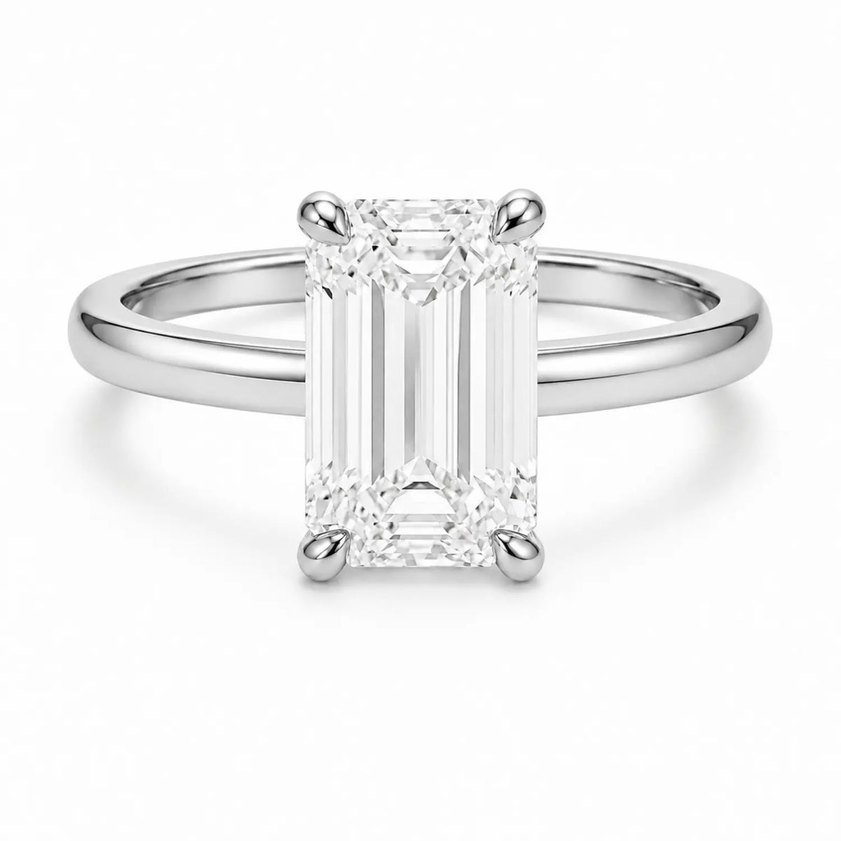 3 carat emerald cut silver ring