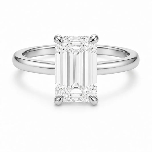 3 carat emerald cut silver ring