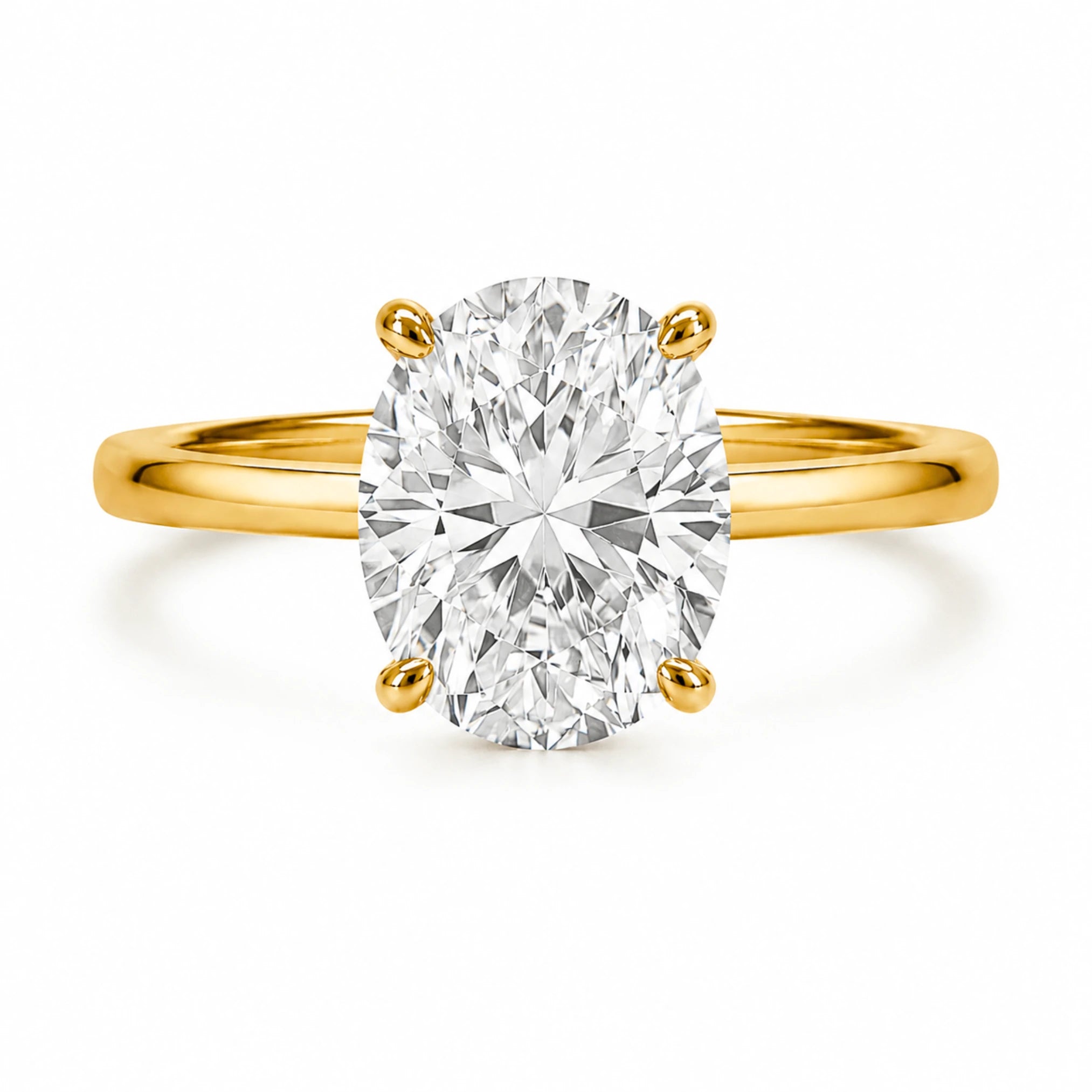 3 carat oval engagement ring with 18K gold plated band