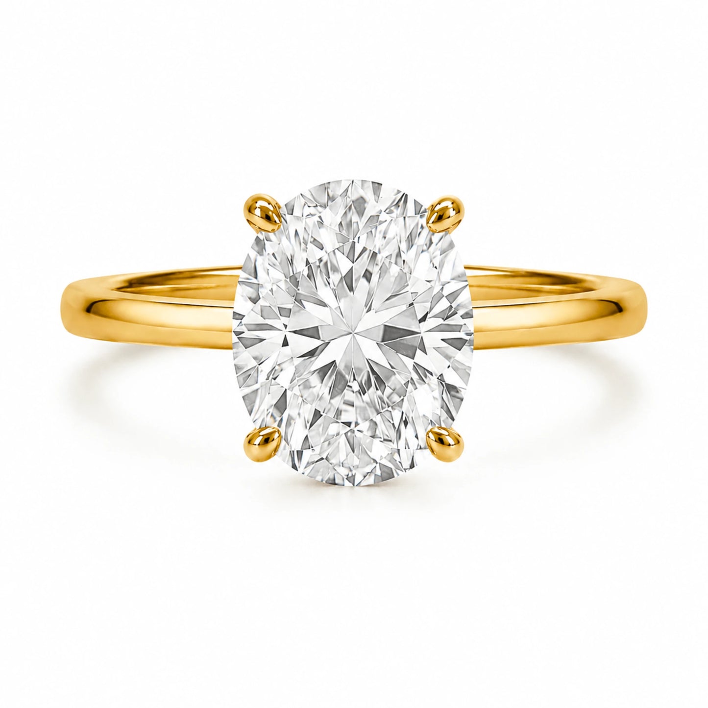 3 carat oval engagement ring with 18K gold plated band