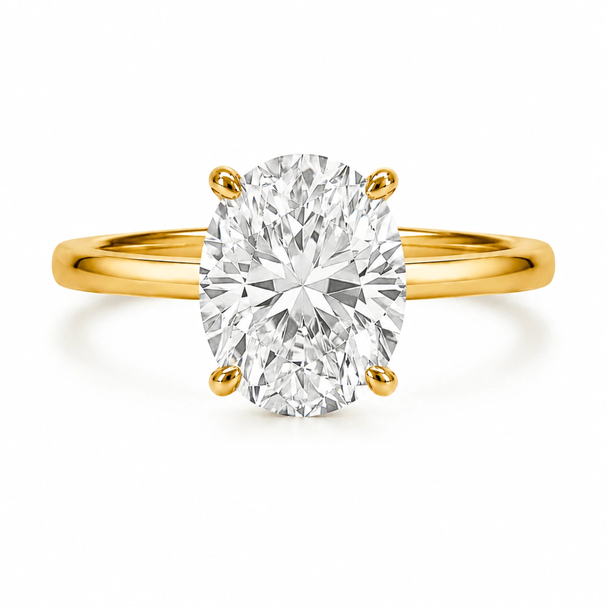 3 carat oval engagement ring with 18K gold plated band