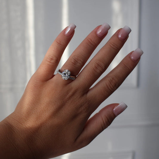 carat oval cut CZ ring in silver solitaire setting