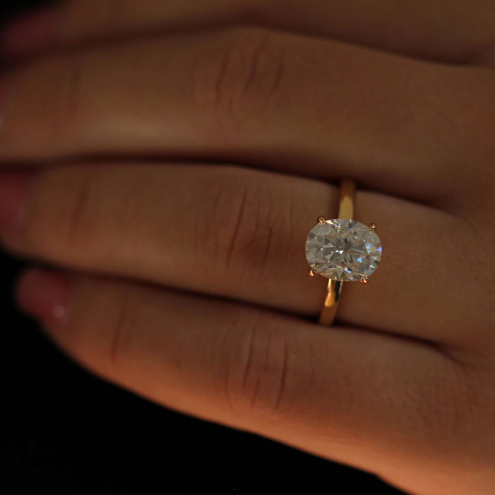 3 carat oval moissanite engagement ring in 14k gold filled
