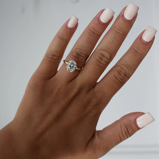 3 carat oval moissanite ring in light 14k gold filled