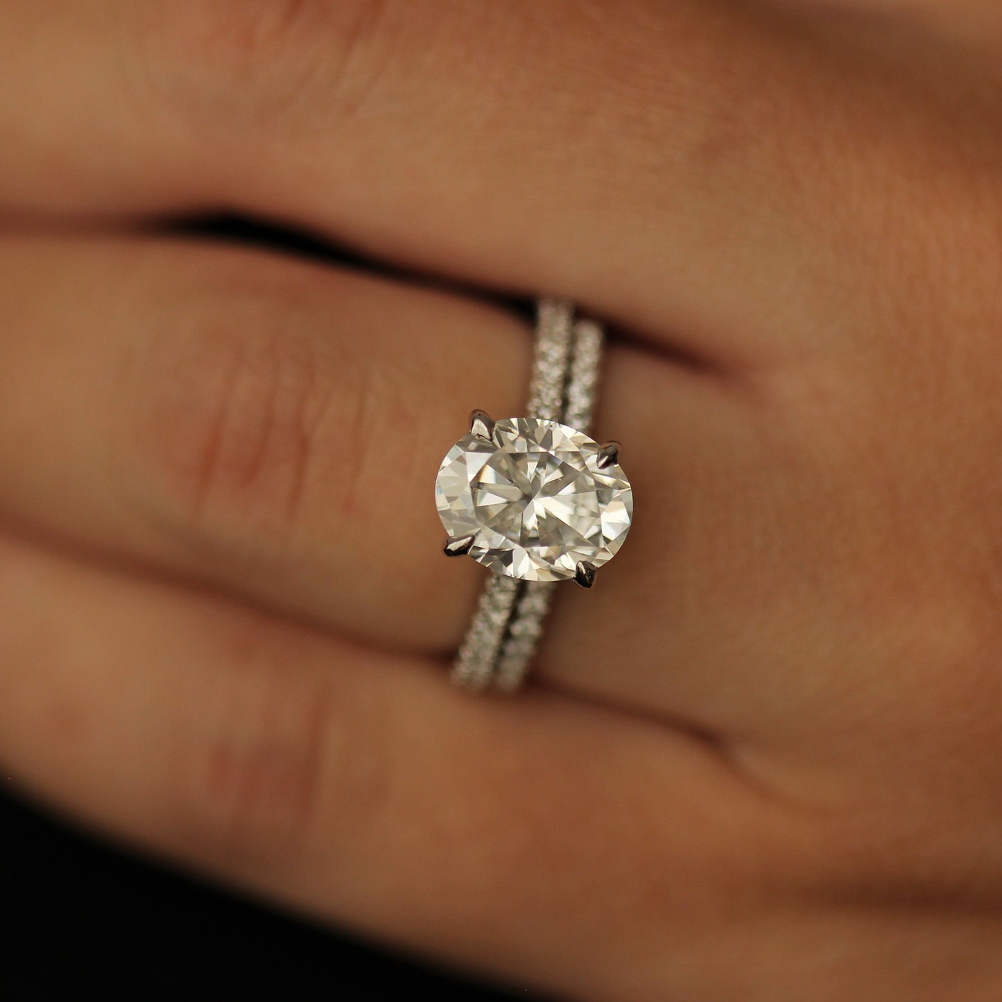 3 carat oval moissanite engagement ring
