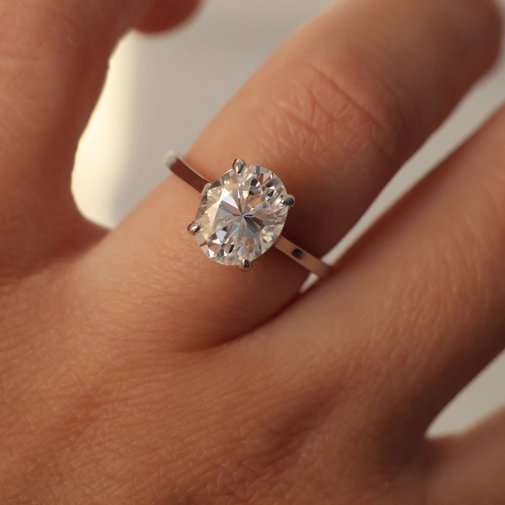 3 carat oval moissanite ring in 925 sterling silver