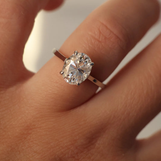 3 carat oval moissanite ring in 925 sterling silver