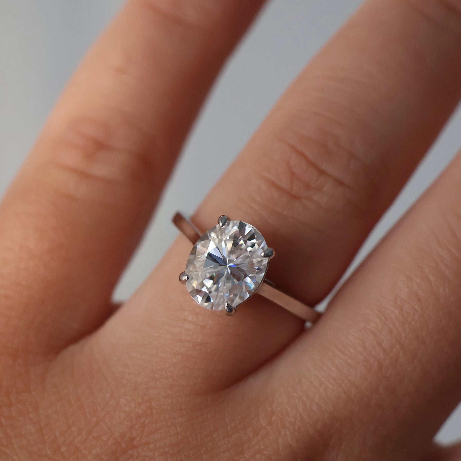 3 carat oval moissanite ring in 925 sterling silver