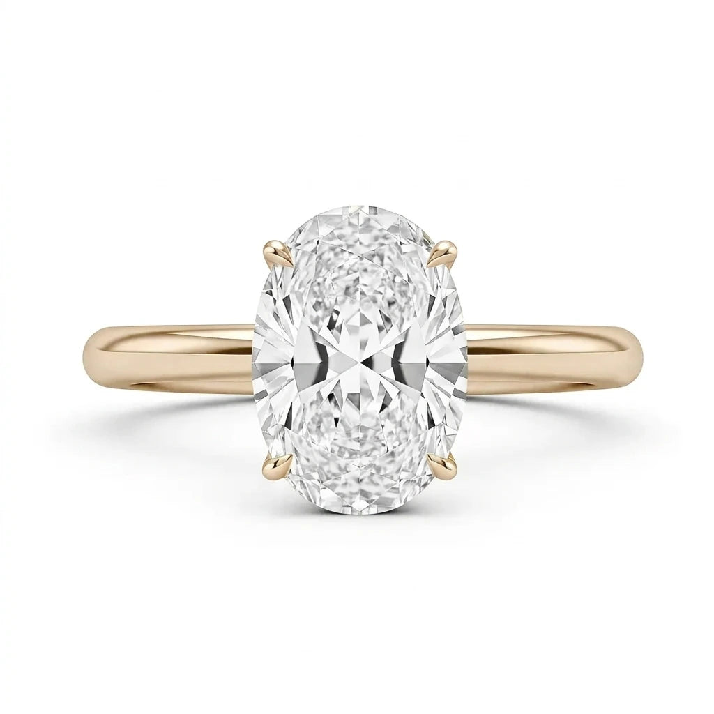 3 carat oval moissanite ring in light 14k gold filled