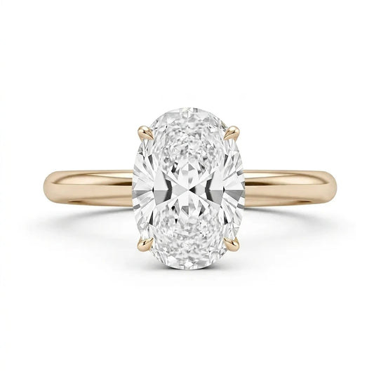 3 carat oval moissanite ring in light 14k gold filled
