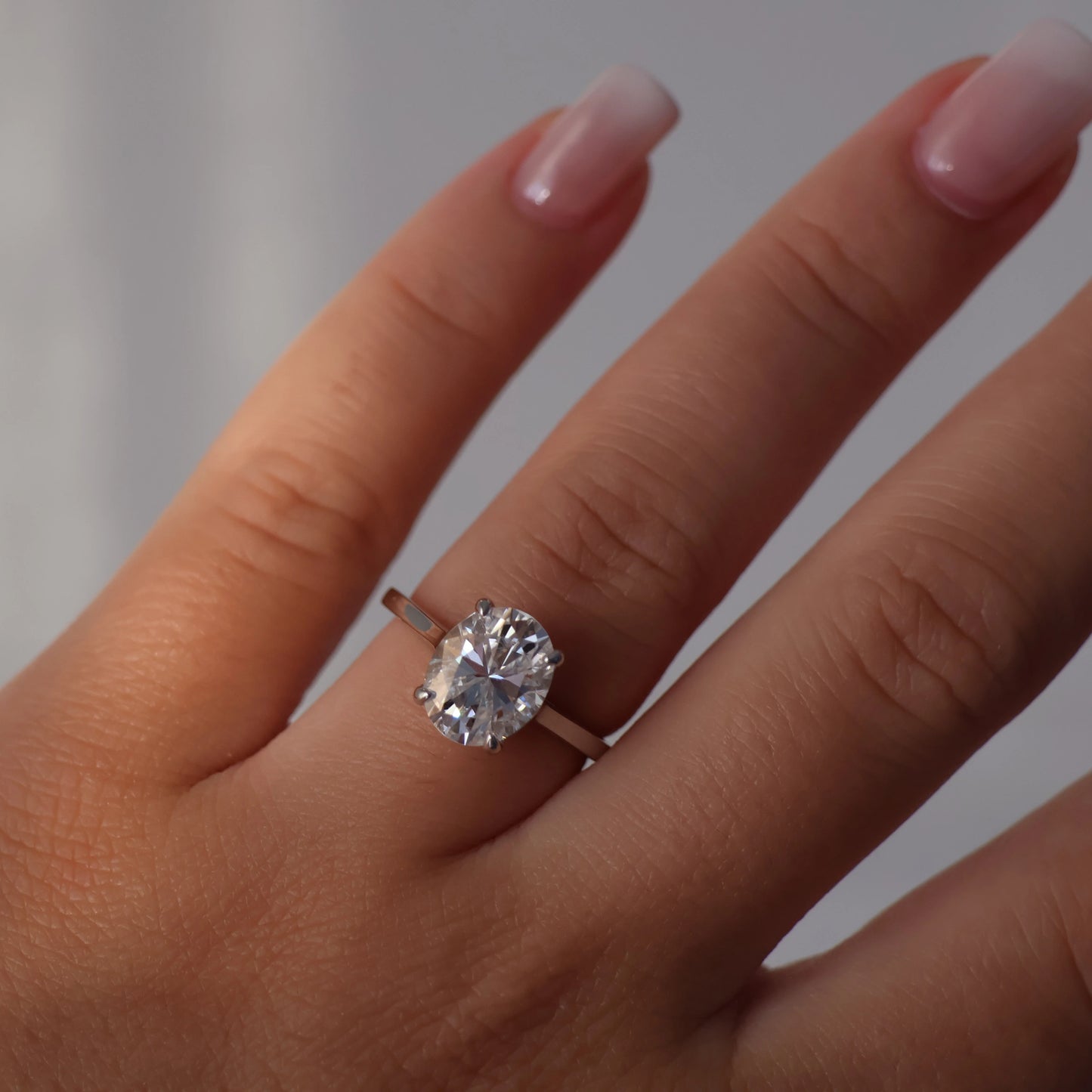 3 carat oval moissanite ring in 925 sterling silver