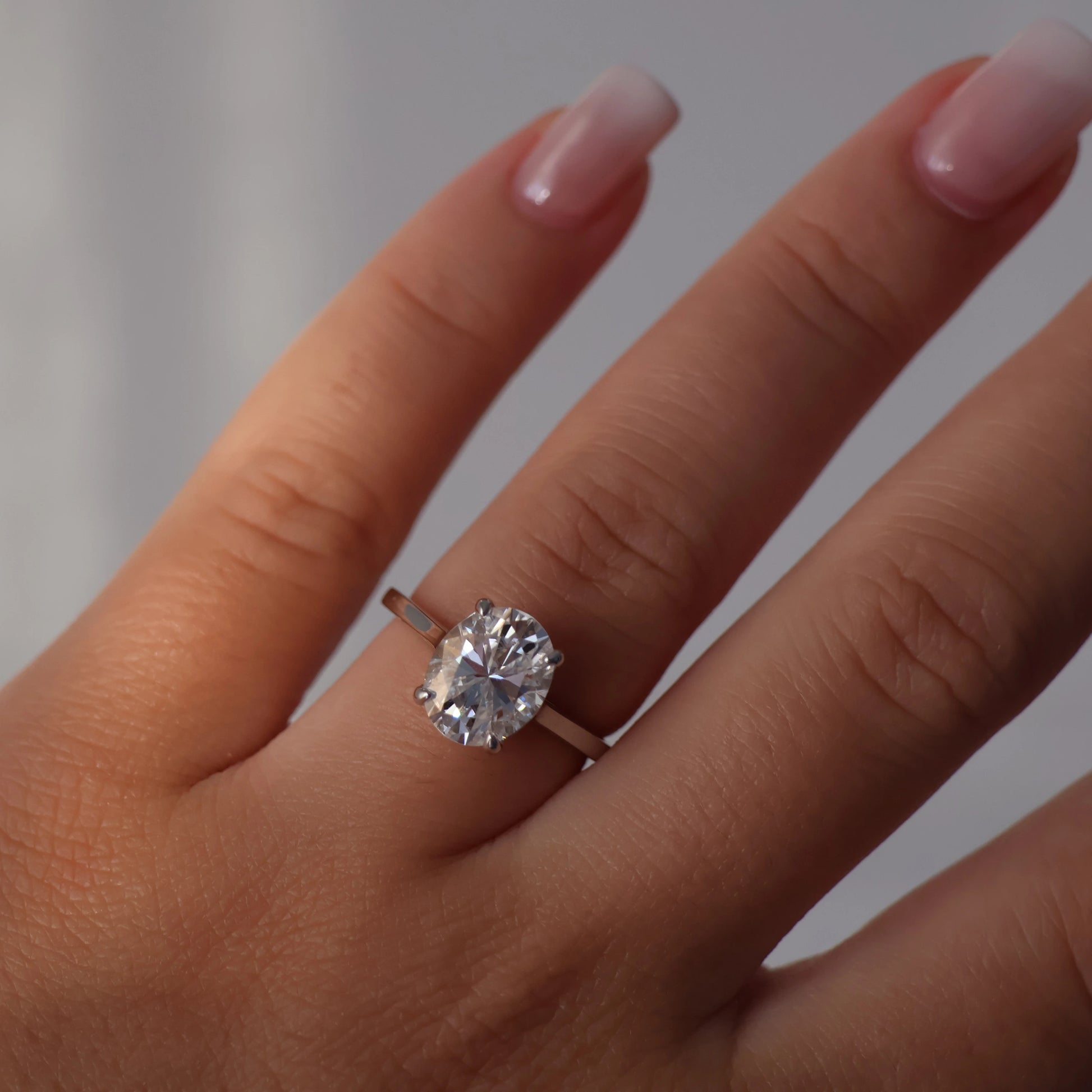 3 carat oval moissanite ring in 925 sterling silver