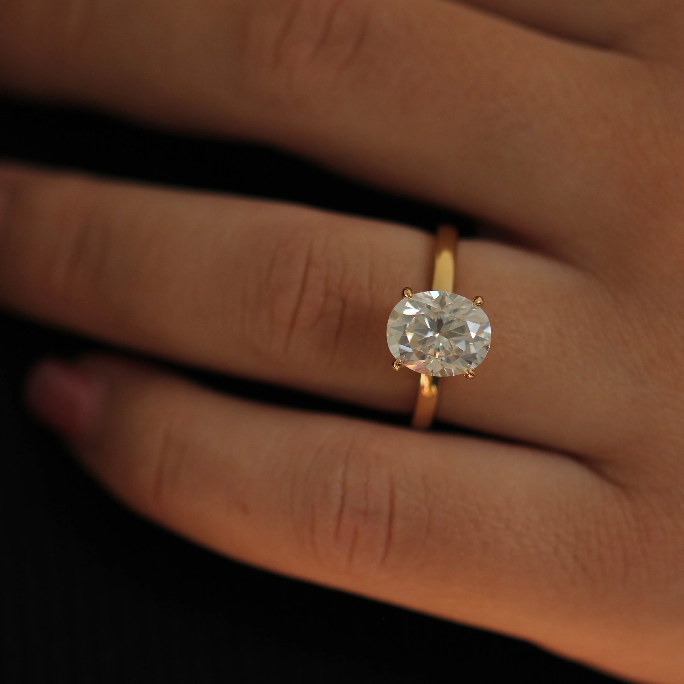 3 carat oval moissanite solitaire engagement ring in 14k gold filled 
