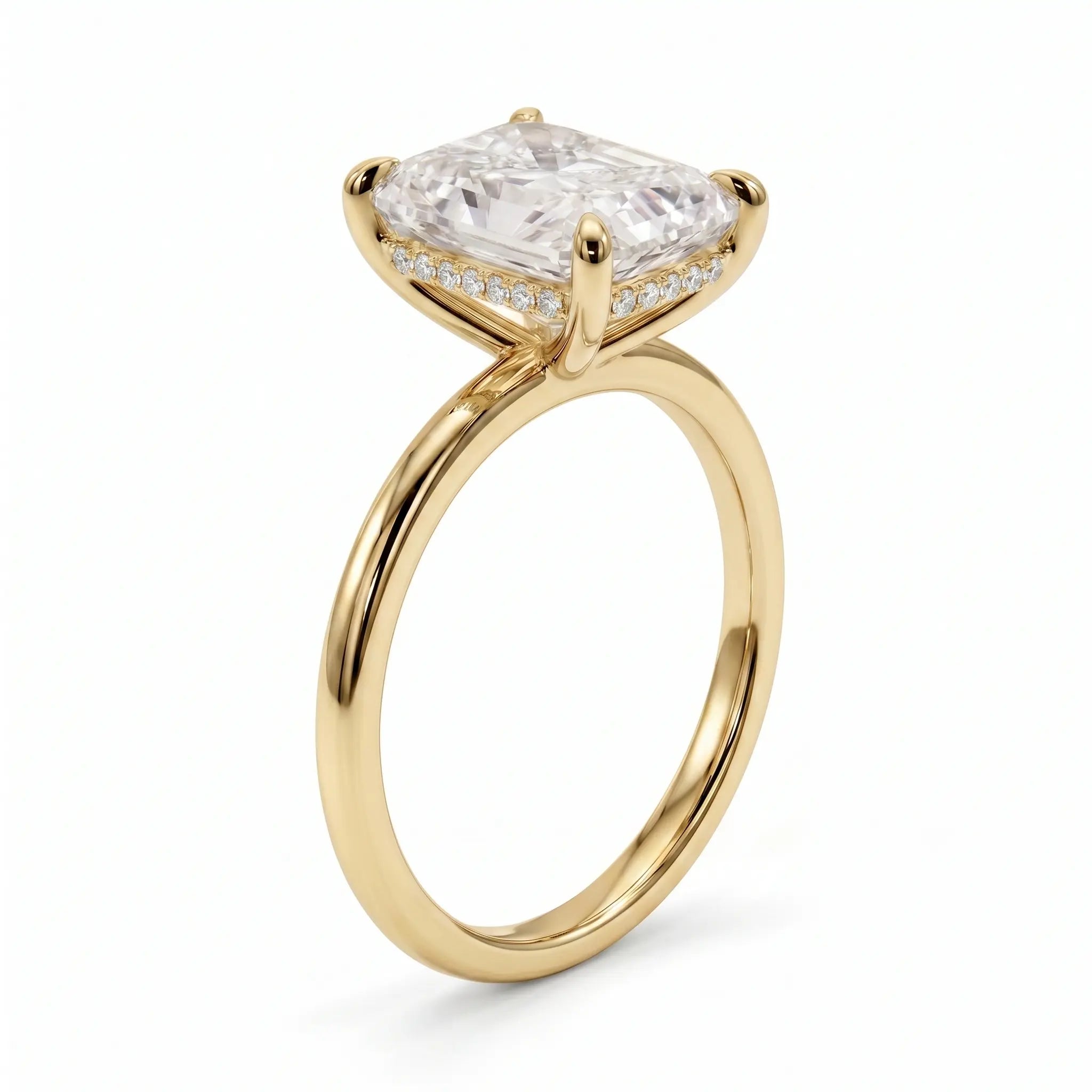 3 carat radiant cut moissanite engagement ring in 14k gold filled