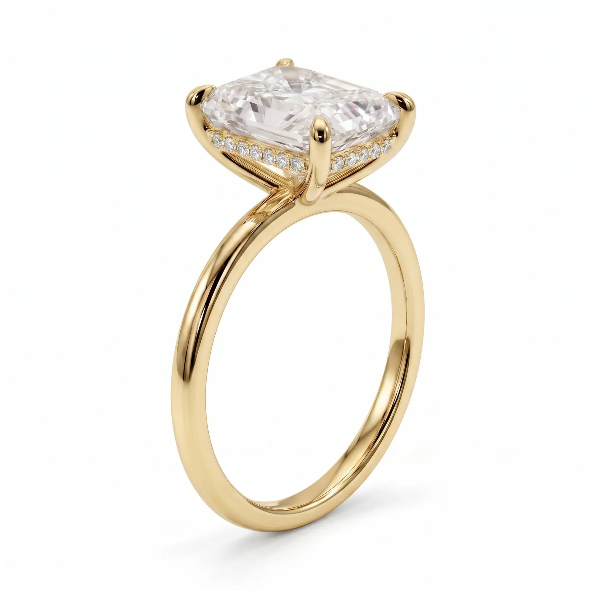 3 carat radiant cut moissanite engagement ring in 14k gold filled