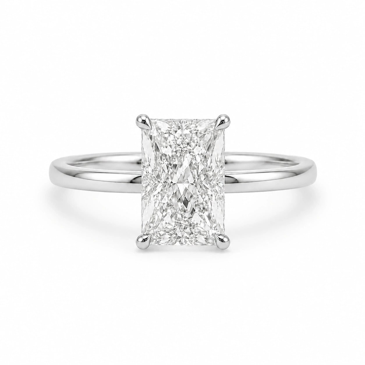 3 carat radiant cut silver engagement ring