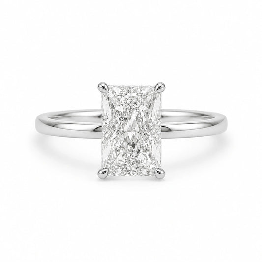 3 carat radiant cut silver engagement ring