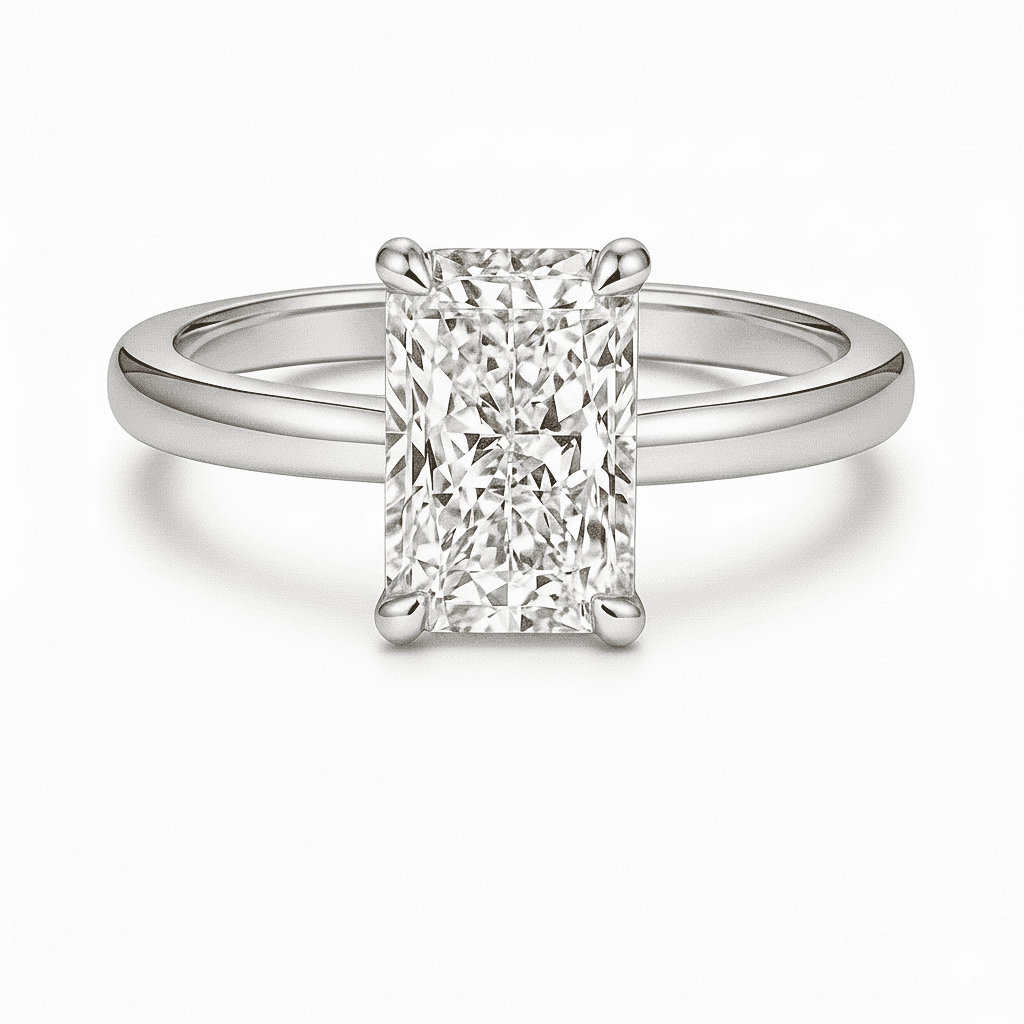 3 carat radiant cut rectangle ring