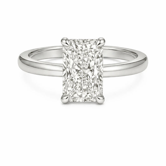 3 carat radiant cut silver engagement ring