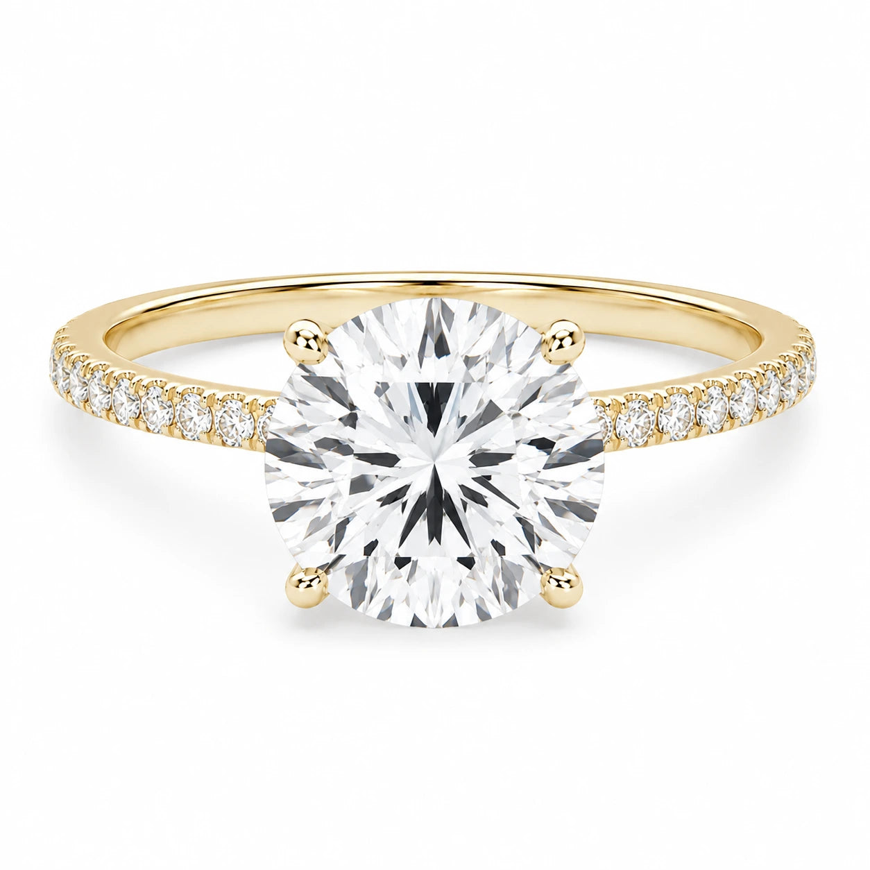 3 carat round cubic zirconia engagement ring with pave band