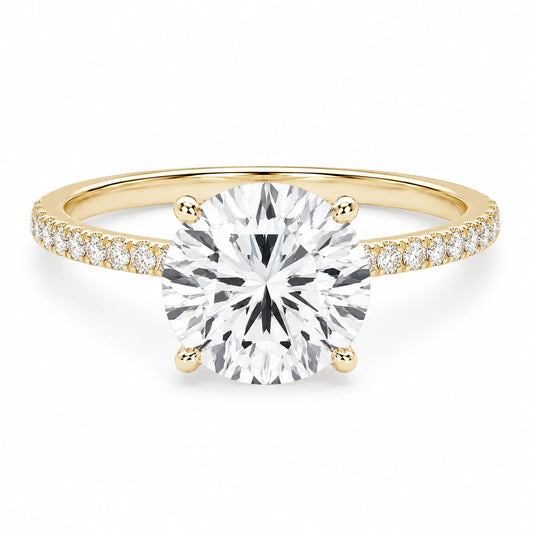 3 carat round cubic zirconia engagement ring with pave band