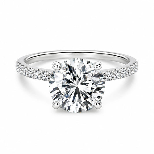 3 carat round cubic zirconia pave ring in silver