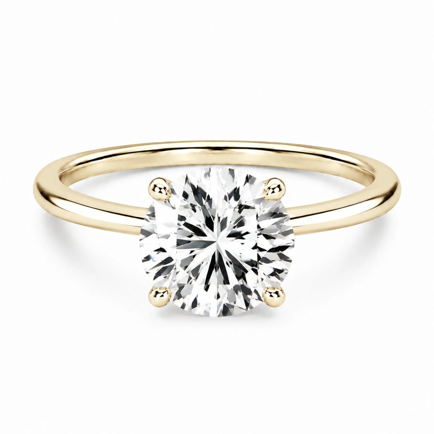 3 carat round cut gold ring on white background