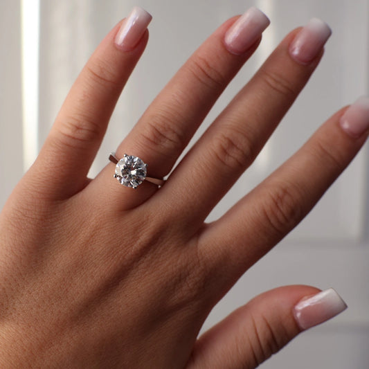 3 carat round moissanite solitaire ring in 925 sterling silver