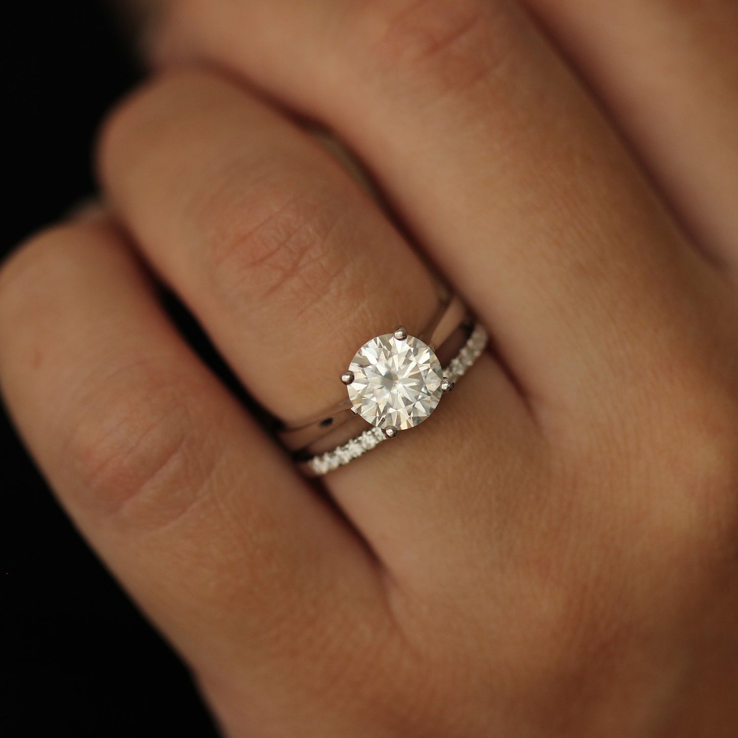 3 ct round moissanite engagement ring in solitaire setting