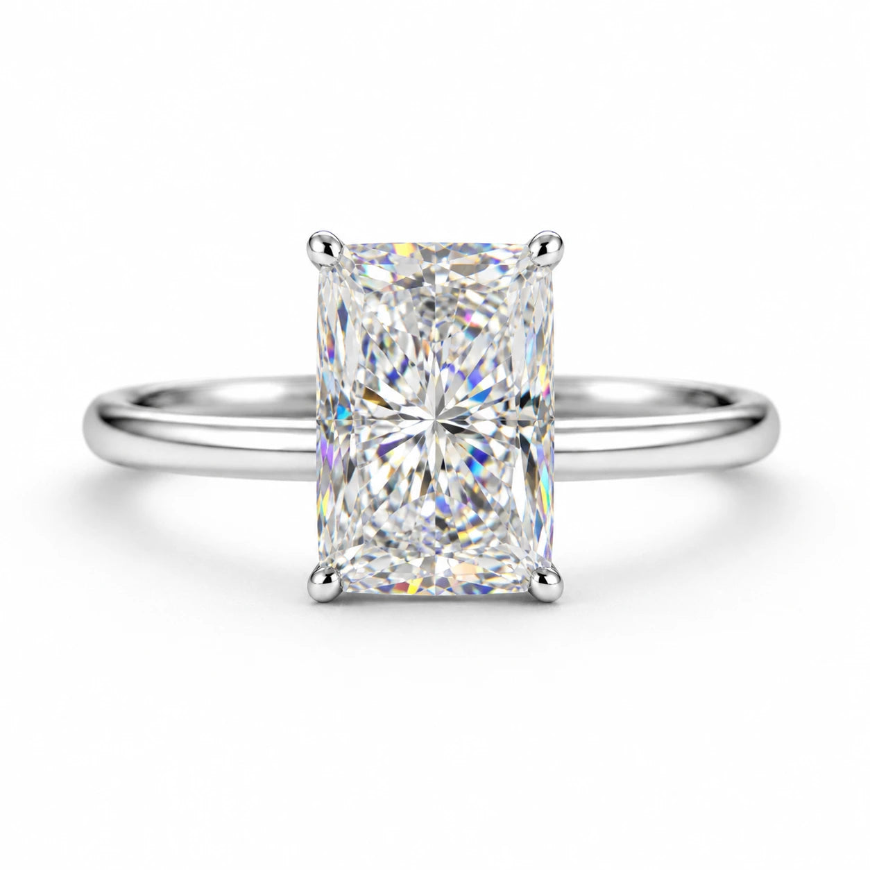 3 ct radiant cut hidden halo moissanite ring in 925 silver