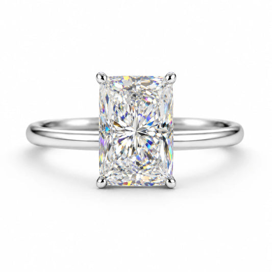 3 ct radiant cut hidden halo moissanite ring in 925 silver