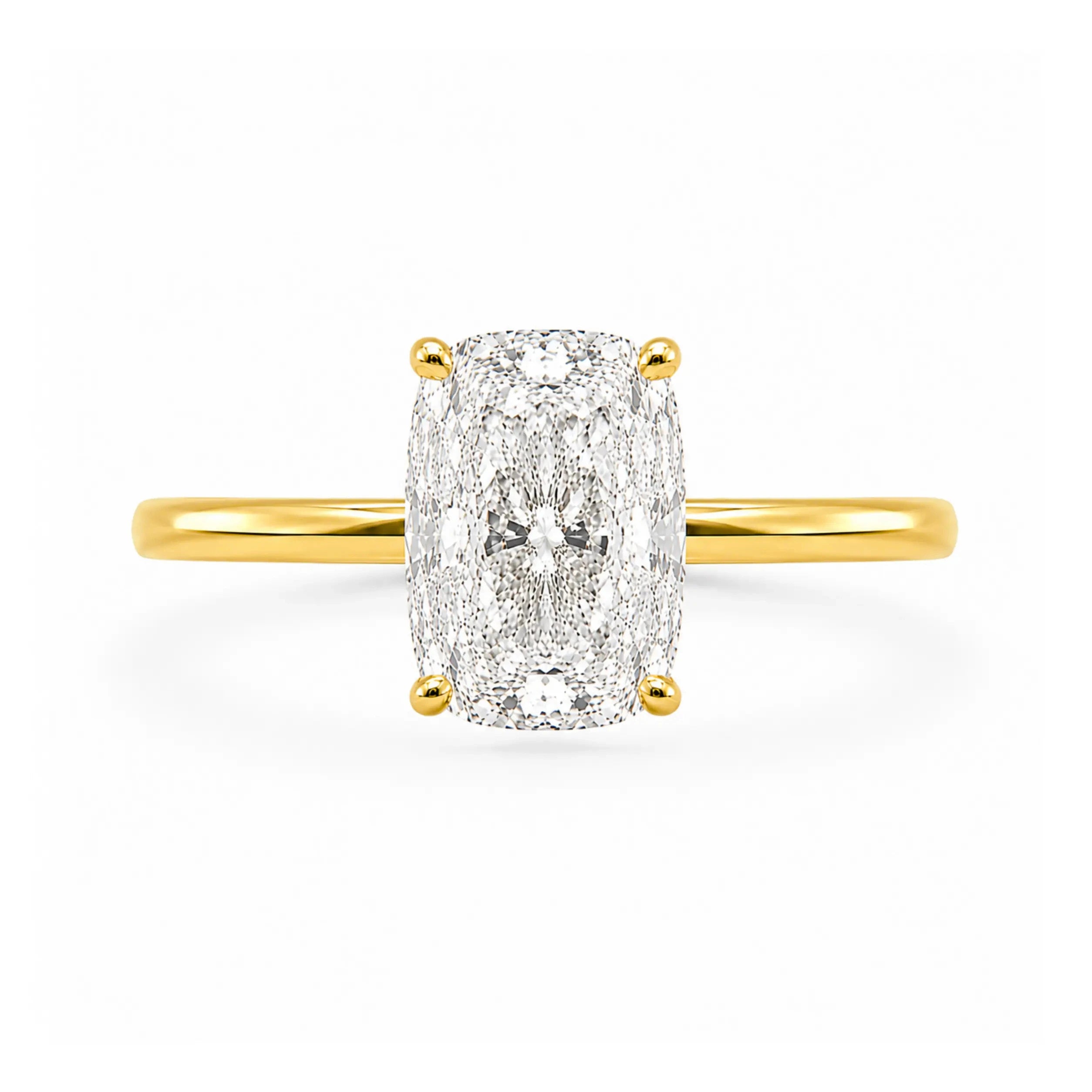 3.5 carat elongated cushion hidden halo in 14k gold vermeil