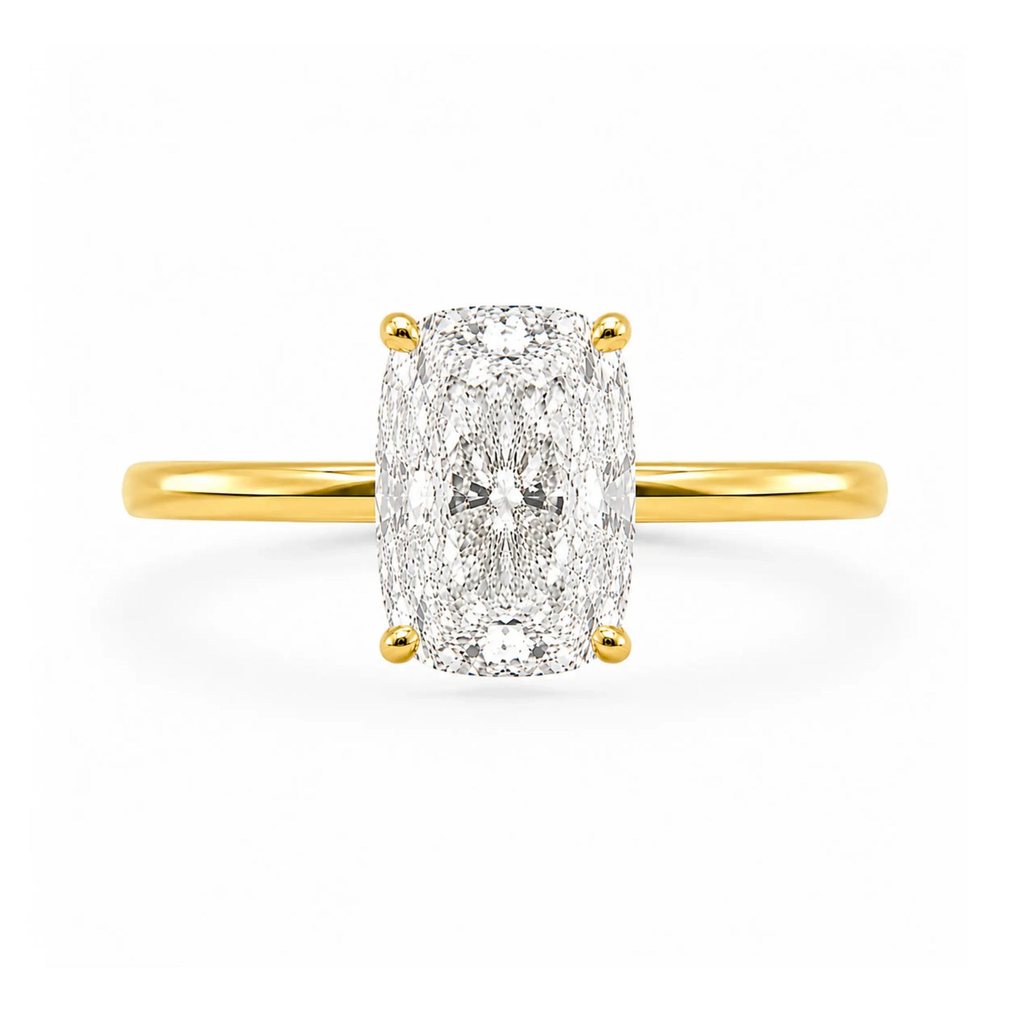 3.5 carat elongated cushion hidden halo in 14k gold vermeil