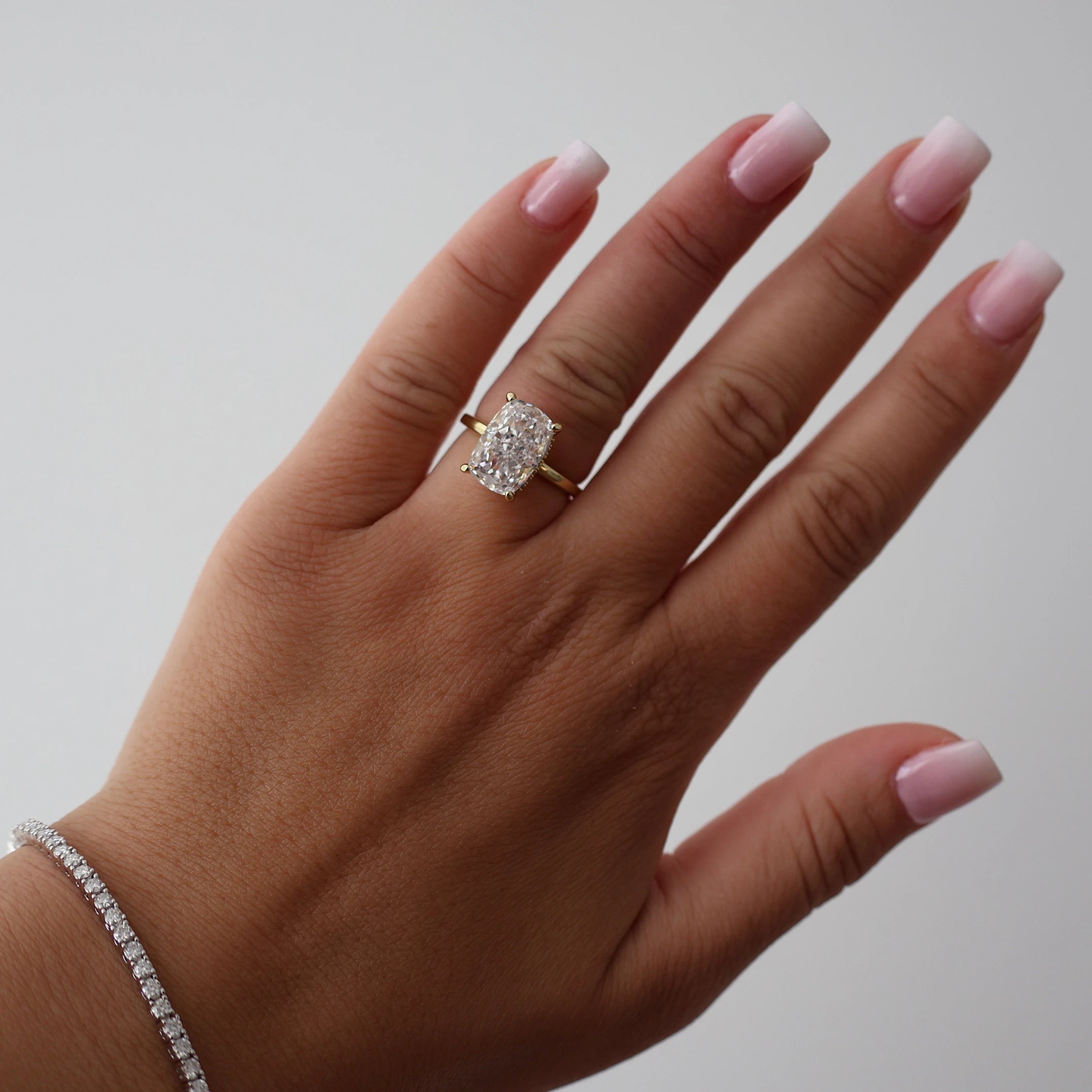 3.5 carat elongated cushion ring in 14k gold vermeil